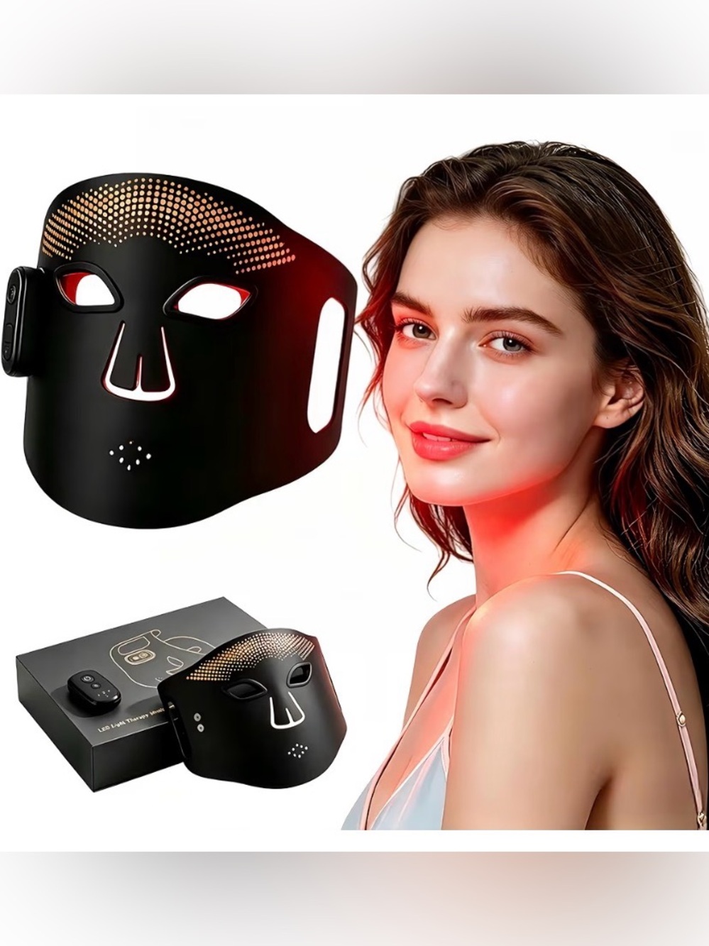 Red Light Therapy Face Mask Cordless USB-C Rechargeable Infrared LED